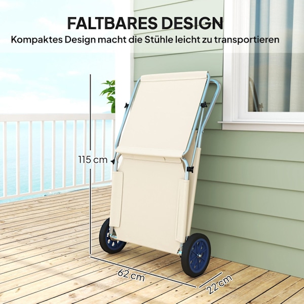 Rootz Sun Lounger Set - Foldbar havelounger - Rulle dækstol - Justerbar ryglæn - 62 cm x 148 cm x 85 cm