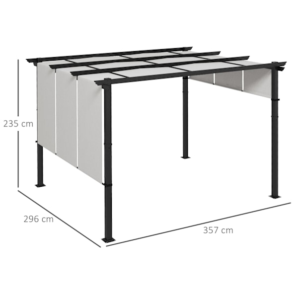 Rootz pergola med skjutbara tyger - Sunshade - utomhustak - väderbeständig metall - 3,5 m x 3 m x 2,35 m