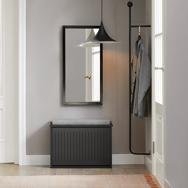 Rootz skoskabsbænk - skovipper - Skoopbevaring med sæde - Pladsbesparende design - Ridsefri installation - Alsidig styling - Sort - 62 cm x 46 cm x 26