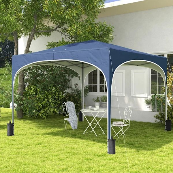 Rootz Folding Gazebo - Paviljonger & partytält - Justerbara i höjdled - Metallstöd - Robust presenning - Inklusive bärväska - Mörkblå - 2,95 x 2,95 x