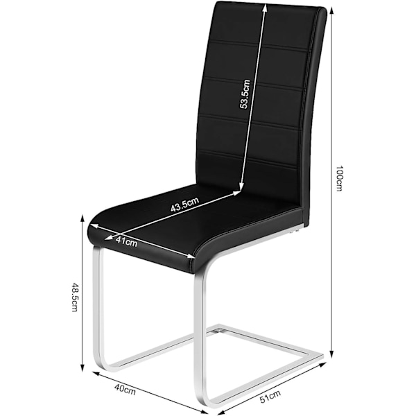 Rootz matsalsstolar Set om 4 - Gungstol - Höga ryggstolar - Svart konstläder - Stabilt, ergonomiskt, golvvänligt - 41 cm x 100 cm x 55,5 cm