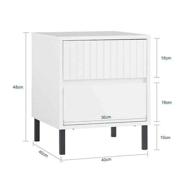 Rootz Bedside Table - Nightbord - End Table - Organized Storage - 40x48x40cm - Industrial Style - Safe & Sturdy MDF