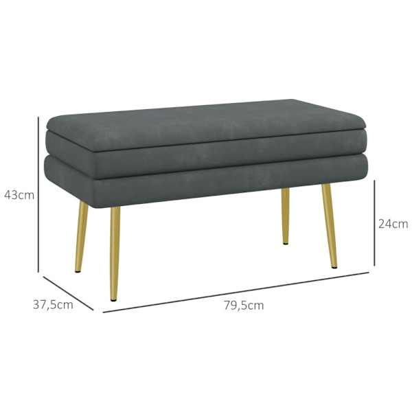 Rootz polstret opbevaringsbænk - Accentbænk - Siddebænk - Moderne Scandi Design - Rigelig opbevaring - Komfortable siddepladser - 79,5 cm x 37,5 cm x