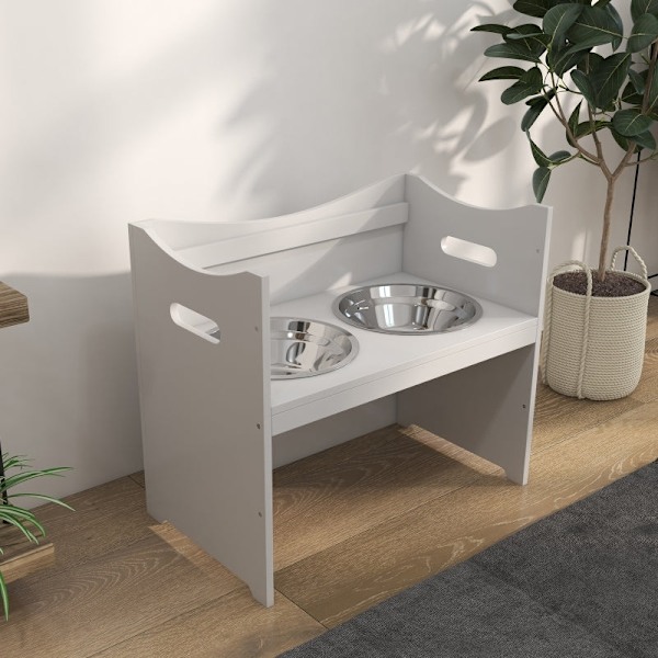 Rootz PawHut justerbar foderstation - Holdbar foder til kæledyr - Stilfuldt hundeskålstativ - Ergonomisk design - Nem at rengøre - 54 cm x 31,5 cm x 4