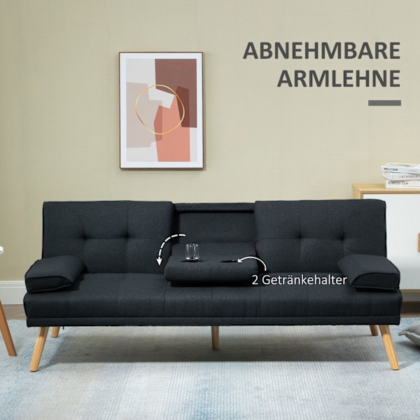 Rootz Sofa Bed - Guest Bed - Justerbar ryglæn - Max Comfort - Foldningstabel - 181x77x78 cm - Grå