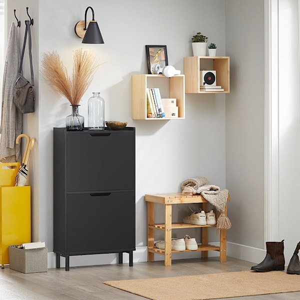 Rootz Skoskab - Skostativ - Skoopbevaring - MDF og metal - 50 cm x 90 cm x 19 cm - Vægt 12,1 kg - Belastningskapacitet 16 kg