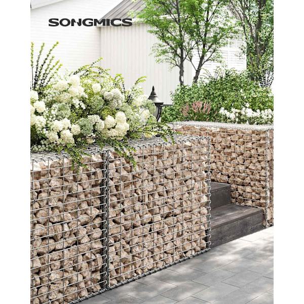 Hopea Rootz Gabion Set - Metalliverkko - Spiraalitikku - Välikoukut - Galvanoitu teräs - 100 cm x 80 cm x 30 cm - Raskas - Helppo koota - Monipuolinen