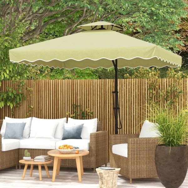 Rootz Parasols Paraply - Cantilever Paraply - Dekorativ kant - Ventilationskapell - Offset design - Paraplytak - Metall-polyester - Beige - 2,4x2,4x2,
