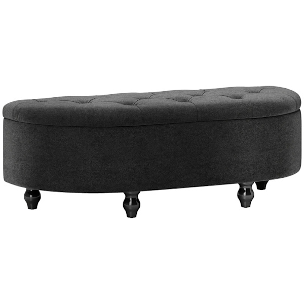 Rootz Velvet Opbevaringsbænk - Osmannisk - Polstret skammel - Tæt polstring - Sorte gummitræben - 120 cm x 46 cm x 42 cm