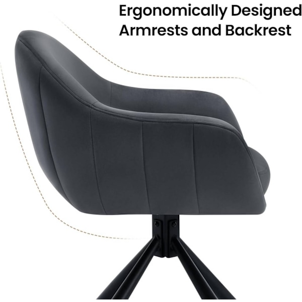 Rootz kääntyvä ruokatuoli - Moderni - Sametti - Pehmeä vaahtomuovipehmuste - 57cm x 79cm x 62cm - 360° Kääntö - Ergonominen muotoilu