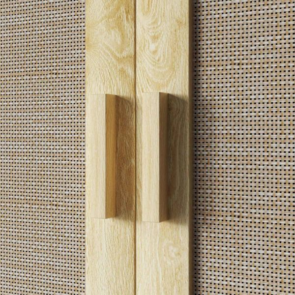 Rootz Wall Mount Badeværelse Skab - Vægskabinet - Boho -opbevaring - Fugtbestandig rottingdøre - 59 cm x 20 cm x 66,5 cm - Brun