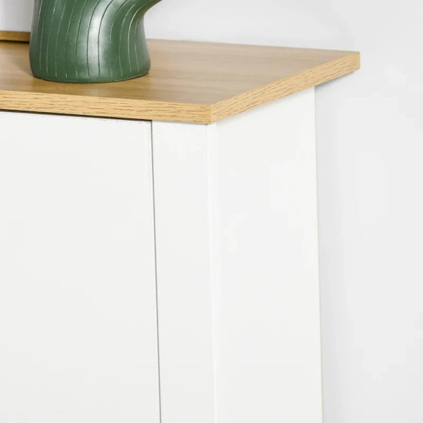 Rootz Skoskab - Skostativ - Skoopbevaring - 2 rum - 12 par sko - Spånplade - Hvid-Naturlig - 72 Cm X 26 Cm X 80 Cm