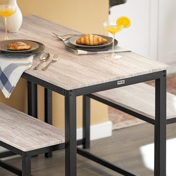 Rootz 3-delade matsalsset - Sittgrupp - Köksbordsset - Utrymmesbesparande design - Stabil MDF och metallram - Idealisk för hem och kommersiellt bruk -