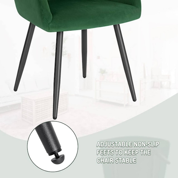 Rootz matstolsset - Sammetsstolar - Vadderade säten - Ergonomisk design - 44 cm x 42,5 cm x 46,5 cm - Rejäla metallben - 6-pack