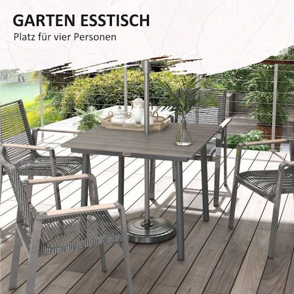 Rootz Havebord - Udendørs spisebord - Loungebord - Vejrbestandig - Moderne Design - 90cm x 90cm x 75cm - Mørkegrå