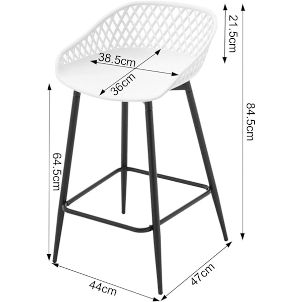 Rootz Hollow Back Barpall Set - Counter Chair - High Back Chair - PP Material - Ergonomisk design - 47cm x 84cm x 48,5cm