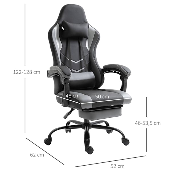 Rootz Gaming Chair - Sort - Skum, Pu - 24,4 cm x 20,47 cm x 50,39 cm