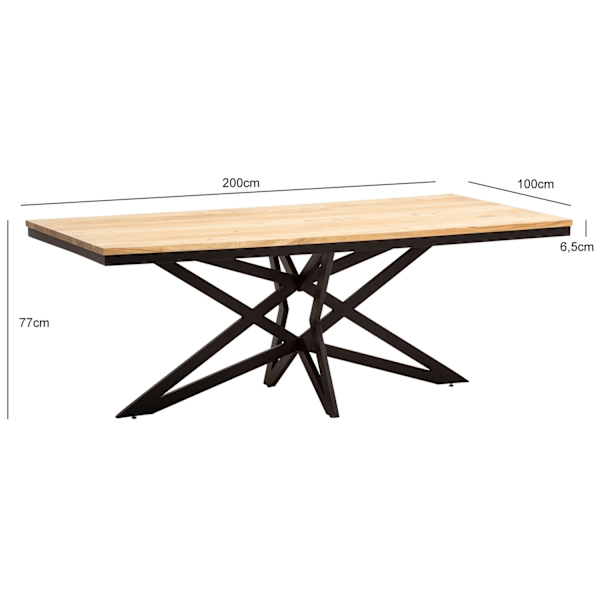 Rootz Industrial Dining Table - Massivt bord - Rektangulärt träbord - Unik design - 200 cm x 100 cm x 77 cm