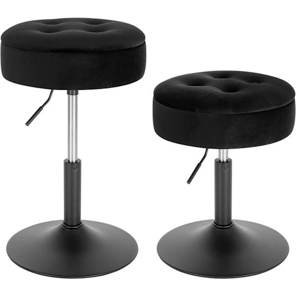 Rootz Justerbar Velvet Barstol - Bordstol - Køkkentaburet - Holdbar, Alsidig, Opbevaring - Sæde Dia 39,5 cm, Ht 49,5-65 cm, Base Dia 38,5 cm