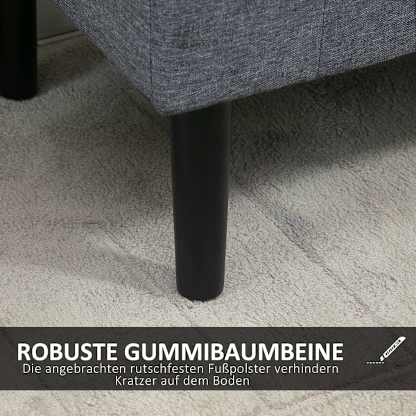 Rootz -bænk med opbevaring - polstret bænk - linned - rigelig opbevaringsplads - 116 x 44 x 58 cm - Grå