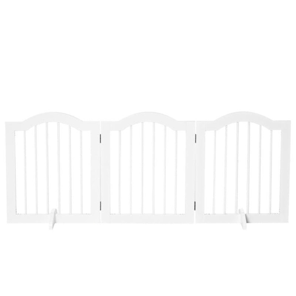 Rootz Dog Gate - Hundespærre sikkerhedslåge - hundevagt - 3-delt gitter - spærredør sikkerhedslåge - hvid - 154,5x29,5x61 cm