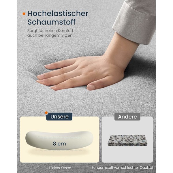 Rootz Dove Grey skrivbordsstol - Kontorsstol - Stålbas - Bomull-linneblandning - Ergonomisk sits - 59cm x 62cm x (86,5-94,5)cm