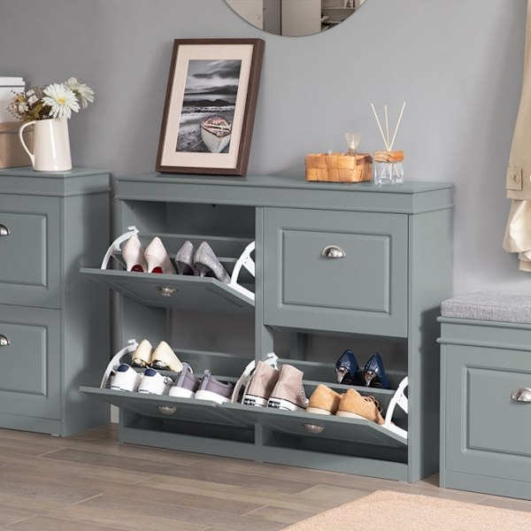 Rootz Skoskåp med 4 flikar - Skotippare - Skoorganisator - FSC-certifierad - Robust konstruktion - Väggfästbar - 105cm x 82cm x 24cm