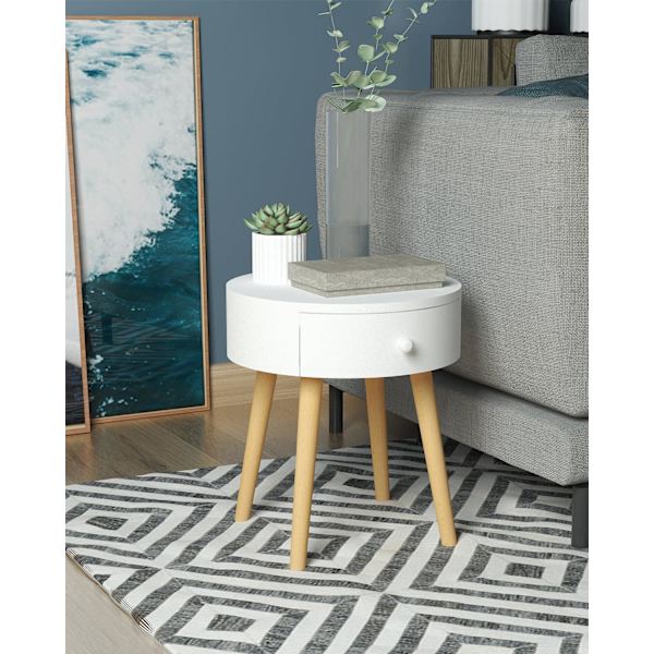 Rootz sengebord - natbord - natbord - accentbord - sidebord - endebord - opbevaringsstativ - hvid - 38x38x48cm