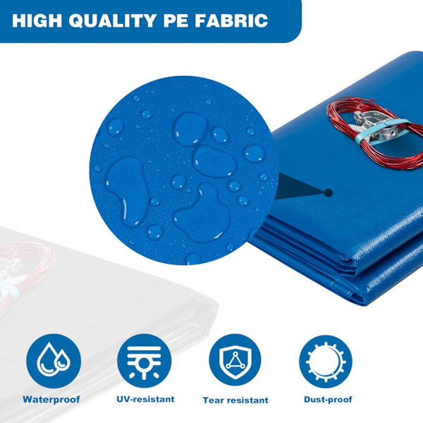 Rootz Pool Cover - Pool Protector - Swimming Pool Presenning - Pool Guard - Vandtæt skjold - Pool Barrier - Pool Safeguard - Blå - 17,7 x 14,6 x 2,3 t