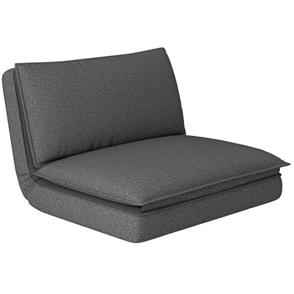 Rootz Sofa Bed - Justerbar ryglæn - Åndbart stof - Integreret nakkestøtte - 76L x 75W x 56H cm (gulvstol) - Grå