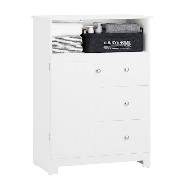 Rootz Badeværelseskommode - Opbevaringsskab - Hallskab - Justerbar hylde - Anti-tip sikkerhed - Rummeligt design - 60 cm x 86 cm x 33 cm