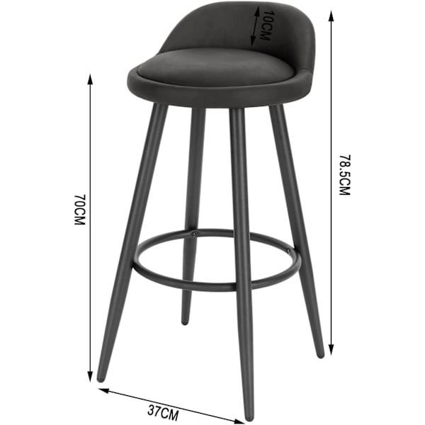 Rootz Barpall - Bänkpall - Justerbar Barstol - Förbättrad stabilitet - Överlägsen sittkomfort - Mångsidig design - 78,5 cm x 70 cm