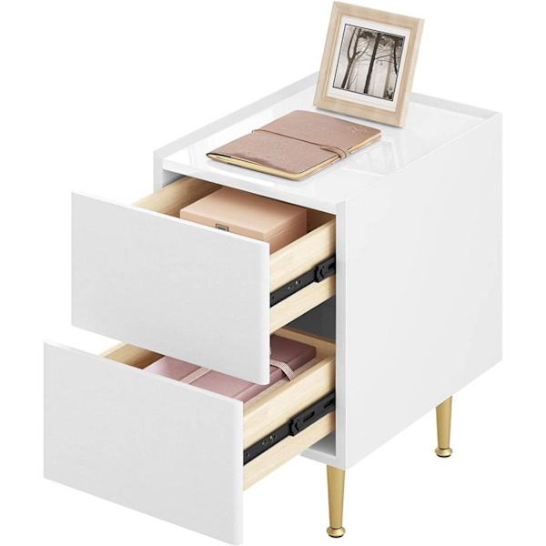Rootz Modern Sengebord - Natbord, Opbevaringsenhed - Rigelig opbevaring, Holdbart design, Beskyttelsesfunktioner - MDF, Metal - 25x51x40 cm