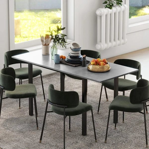 Rootzin ruokapöytä - Keittiön pöytä - Jatkettava - Liukumaton lattia - 6 hengelle - MDF-teräs - Tummanharmaa - 160L x 70W x 76K cm