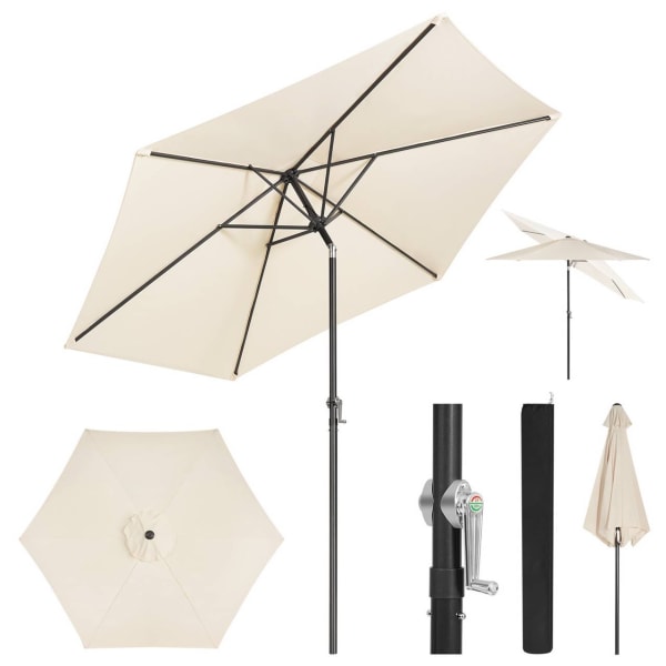 Rootz Premium Outdoor Parasol - Haveparaply - Solsejl - UV-beskyttelse - Sammenfoldelig - Holdbar - Inkluderer bæretaske - Ø 270 x 236 cm