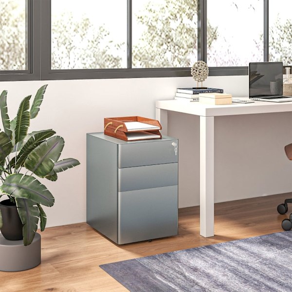 Rootz Office Rolling Container - Arkivskåp - Förvaringsorganisator - Stål Hållbarhet - 39cm x 48cm x 59cm