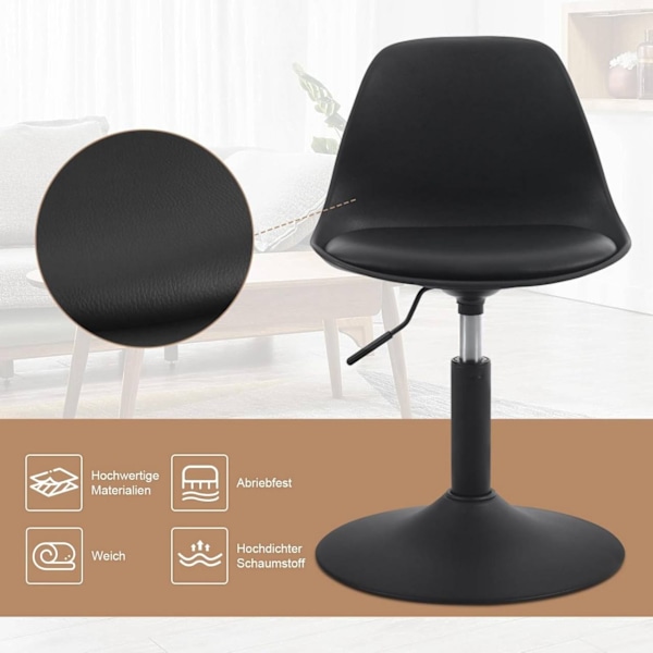 Rootz Barstol - Taburetsæt - Roterende sæde - Justerbar højde - PU-materiale - Elegant design - 41cm x 61-73cm x 39cm