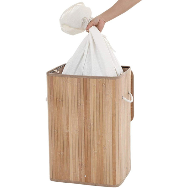 Rootz bambu tvättkorg - hopfällbar förvaringskorg - 72 liter - 40 x 30 x 60 cm