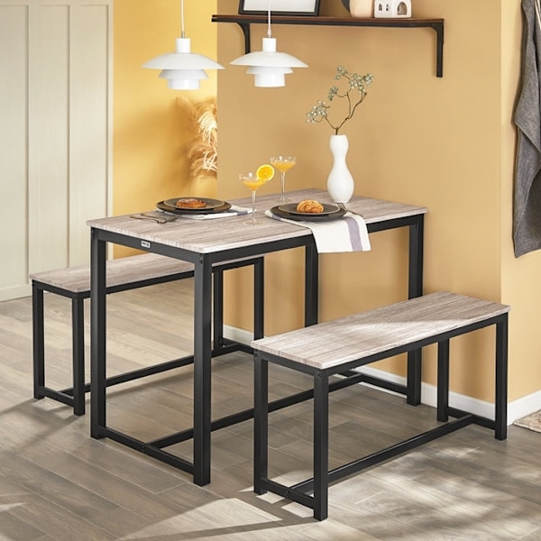 Rootz 3-delade matsalsset - Sittgrupp - Köksbordsset - Utrymmesbesparande design - Stabil MDF och metallram - Idealisk för hem och kommersiellt bruk -