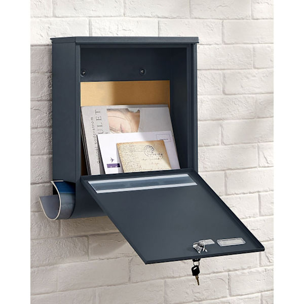 Rootz antracitstål Postlåda - Brevlåda - Postlåda - Pulverlackerat stål - Väderbeständigt - Lätt att installera - Säkert låssystem - 35cm x 12cm x 42,