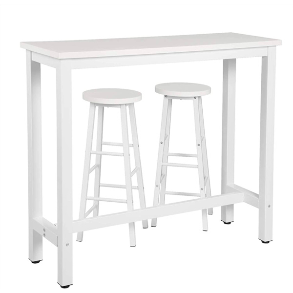 Rootz Modern Barbords- och pallset - Pubbordsset - Matsalsset i bänkhöjd - Robust metallstomme - Reptålig - Lätt att rengöra - 120 cm x 40 cm (Bord),