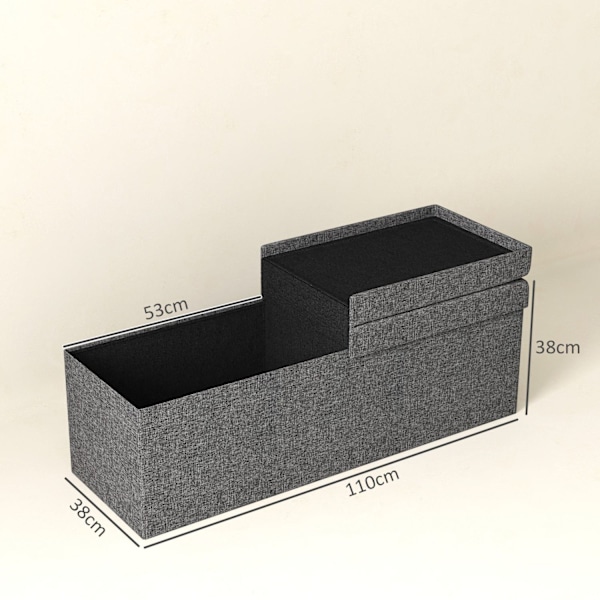 Rootz Footestool Storage Ottoman - Foldbar bänk - Seat Chest - Mjuk stoppning - 110 cm x 38 cm x 38 cm - Dual 61L -fack - Grå