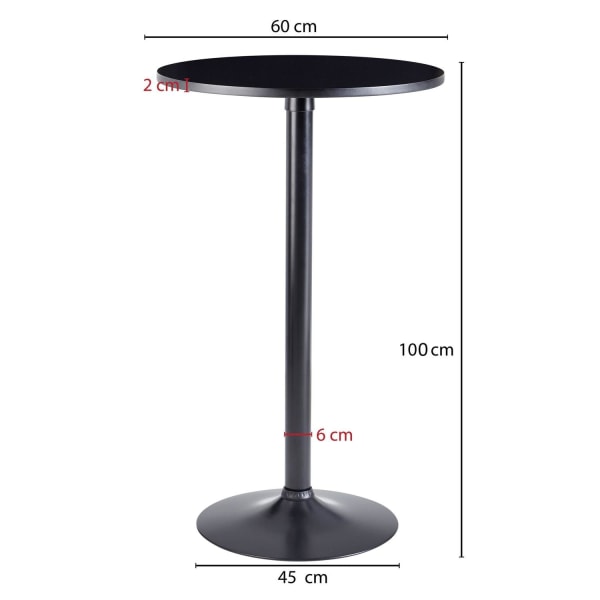 Rootz ståbord - Högt bord - Bistrobord - Runt ståbord - Barbord - Metall - Trä - Ø 60 cm - Svart