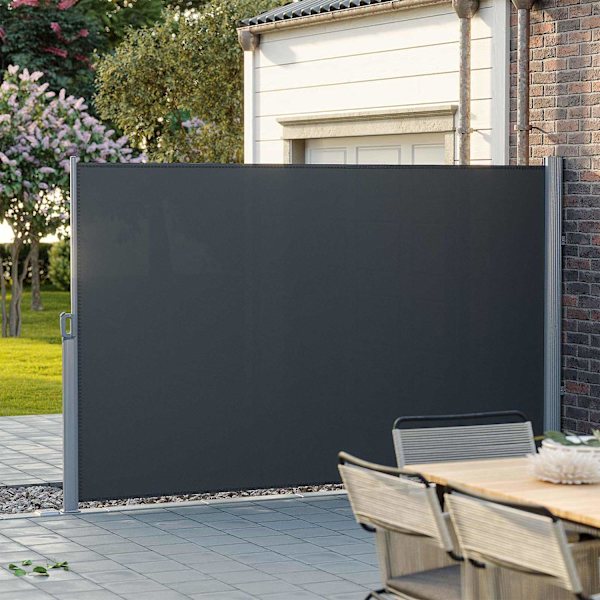 Rootz Sidemarkise til terrasser og altaner - Privatskærm - Solskærm - Antracit - Aluminium & Polyester - 200 cm x 400 cm - 11 kg