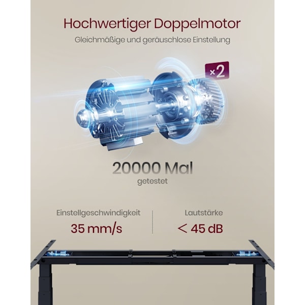 Rootz elektriskt stående skrivbord - Justerbart skrivbord - Sit Stand-skrivbord - Stålram - 68cm x (110-180cm) x (60-125cm) - Svart - 28,3 kg