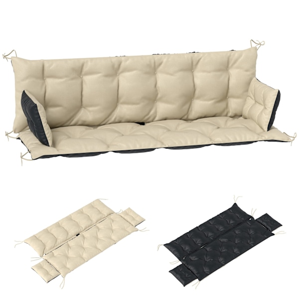 Rootz Outdoor Pillow Set-Garden Pushion-Swing Seat Pad-Splash-Repellent Comfort-180 cm x 110 cm x 8 cm-Brun og sort