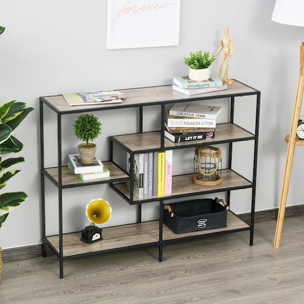 Nancy's Woodland Boekenkast - Boekenwand - Spaanplaat - Kantoorplank - Archiefplank - Zwart/Licht Eiken