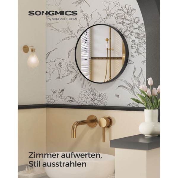 Rootz rund spegel - Sminkspegel - Sminkspegel - Aluminiumlegering - Glas - MDF - Lättvikts - Hållbar - Bärbar - 40,7 cm x 3,6 cm x 40,7 cm