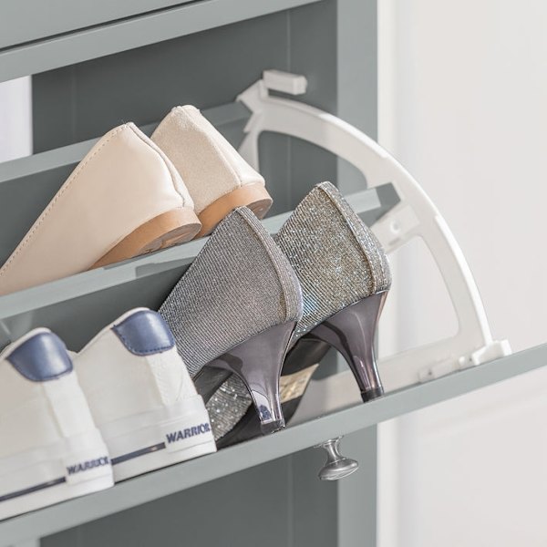 Rootz Skoskab med 2 klapper - Skovipper - Skokommode - Rummelig opbevaring - Ridsefast - Dekorativ skærmoverflade - 80 cm x 108 cm x 25 cm