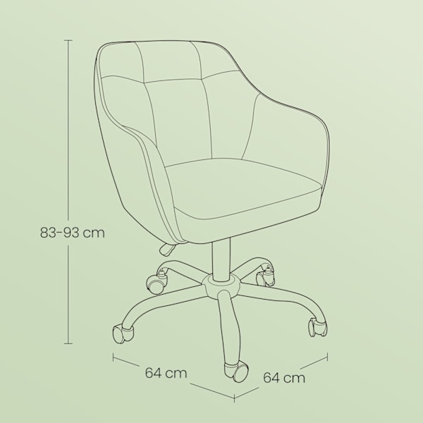 Rootz Office Chair Swivel stol skrivstol - Ergonomiskt stöd - 64 x 64 x (83-93) cm - blått